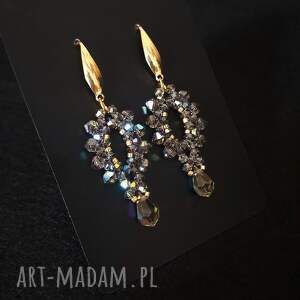 kolczyki black diamond glow kryształków wieczorowa biżuteria