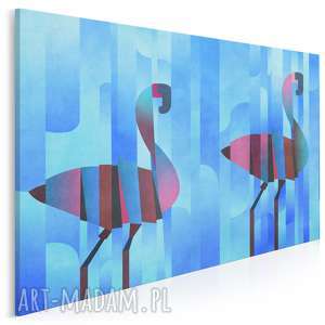 obraz na płótnie - flamingi błękitny 120x80 cm 61101, flaming