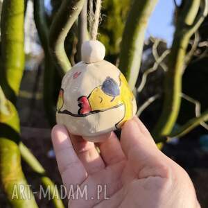 Dzwonek ceramiczny na balkon i do ogrodu - ręcznie lepiony, szkliwiony