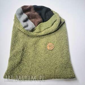 czapka zielona uniwersalna, smerfetka, wełna