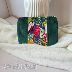 Portfelik kosmetyczka do torebki - zielona saszetka handmade