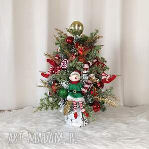 pomysł co pod choinkę Choinka z szyszek z elfami. Dekoracja