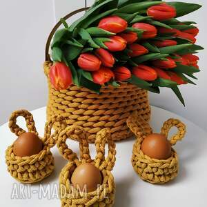 handmade dekoracje wielkanocne zestaw kosz wielkanocny 4 holdery na jajko