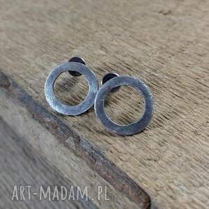 Delikatne sztyfty - koła, srebro oksydowane