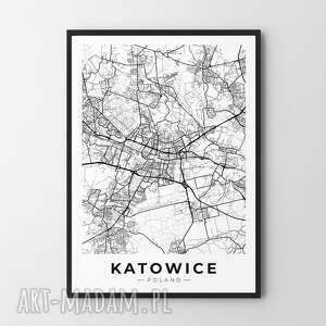 plakat mapa katowice - format A4 do salonu