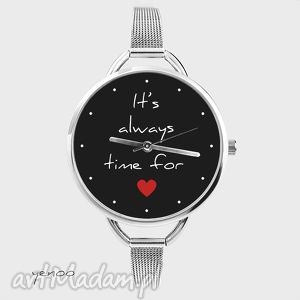 handmade zegarki zegarek - it is always time for love - czarny