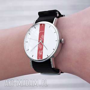 zegarki zegarek - szczęście czarny, nato bransoletka japonia