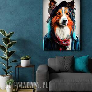 portret psa hipsterskiego - lucy - wydruk na płótnie 50x70 cm b2