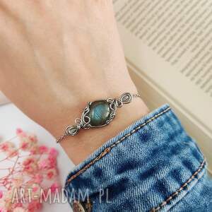 bransoletka labradoryt stal chirurgiczna handmade wirewrapping, pomysł