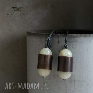 kolczyki pastel yellow velvet brown mosiądzu