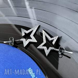 srebrne kolczyki wkrętki gwiazdki rockstar dark, wersja mniejsza, srebro