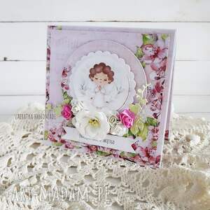 handmade scrapbooking kartki pamiątka chrztu świętego, kartka w pudełku