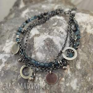Bransoletka z akwamarynu i srebra 925 - delikatna handmade