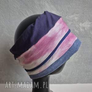 Opaska dzianinowa ręcznie farbowana na podszewce, rozmiar M dla glowy