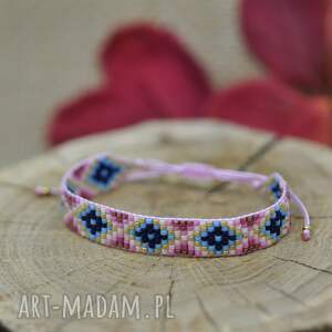 bransoletka z koralików, miyuki krośnie sznureczku, pastelowa