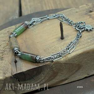 Bursztyn, chryzopraz - bransoletka 02, bursztyn