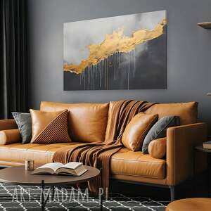 obraz na płótnie - złote zacieki w stylu art deco 120x80 cm 127501