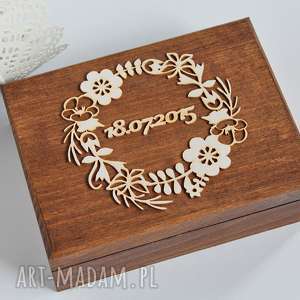 pudełko na obrączki - wianek drewno, eko rustykalne, ślub