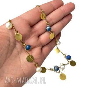 Artseko: naszyjnik łańcuszek z perłami i jaspisem c1346, łańcuszkowy naszyjnik