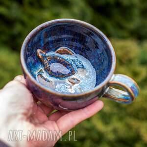 filiżanka z żółwiem - opal rękodzieło ok 300 ml / wysoka, ceramika na prezent