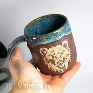 handmade kubek ceramiczny z niedźwiedziem bieszczady duży leśne opowieści