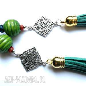 handmade klipsy klipsy drewno blaszka folk boho