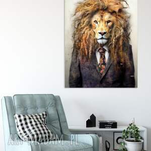 portret hipsterskiego lwa - wydruk na płótnie 50x70 cm B2, lew, obraz