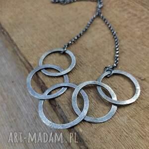 Naszyjnik - koła, srebro oksydowane, 925