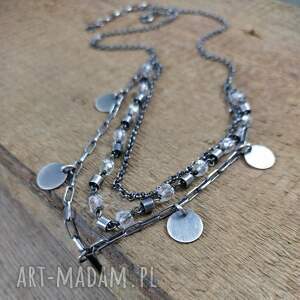 Naszyjnik warstwowy z kwarcu, kwarc, blaszki