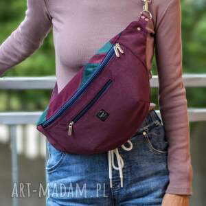 fioletowo - zielona nerka xxl, mini plecak, nerkoplecak pluszowa saszetka