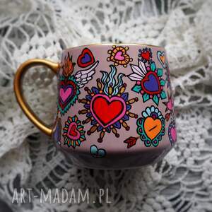 Prezent ręcznie malowany kubek serce SACRED, porcelana