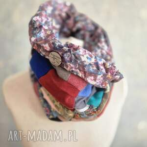 komin miękki patchworkowy kolorowy uniwersalny damski, cieply