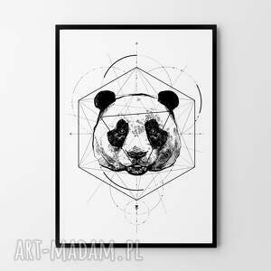 Plakat panda A4 - geometryczny portret do nowoczesnego wnętrza