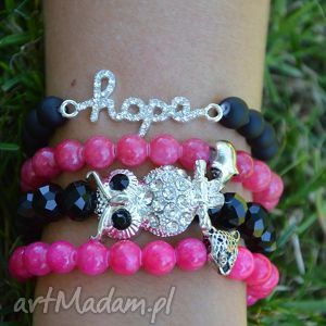 handmade bracelet by sis: cyrkoniowa sowa w czarnych kryształach