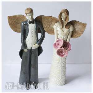 para ślubna, ceramika anioł, róże
