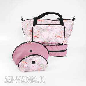 ręcznie robione podróżne torba sport flamingi