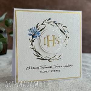 ręcznie robione zaproszenia komunijne, wzór 5c pierwsza komunia