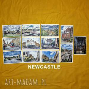 newcastle upon tyne w akwareli - zestaw 12 grafik 15x23 cm, kolekcja prezent