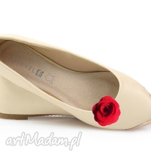 handmade ozdoby do butów klipsy do butów - czerwone róże