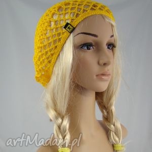 barska plażowa siatka na włosy w kolorze żółtym ażur, lato, czapka