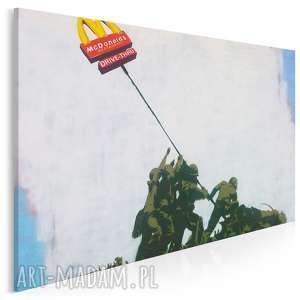 obraz na płótnie - banksy flaga mcdonalds 120x80 cm 20212 street art, mural