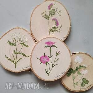 komplet podkładek pod kubek rośliny łąkowe rustykalna