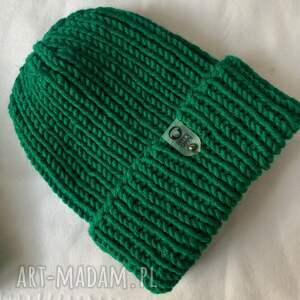 czapka bloo zielona handmade prezent, świateczne prezenty, modne czapki