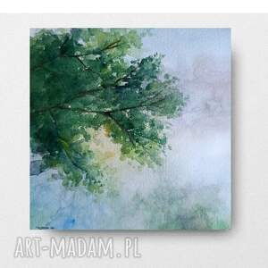 Akwarela DRZEWO 20x20 cm - ręcznie malowany obraz Paulina Lebida