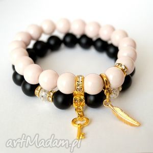 handmade set nude&black onyx in gold