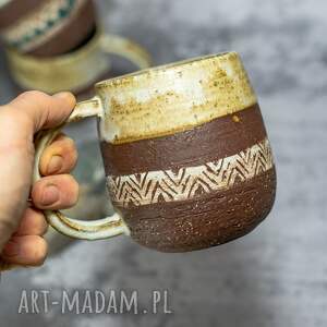 handmade kubek ceramiczny duży etnic 470 ml grunge, ceramika na prezent