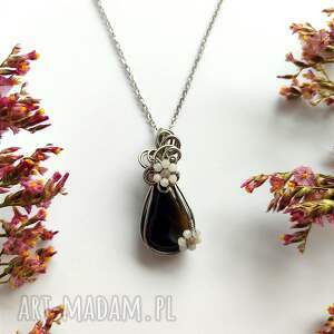 naszyjnik onyks stal chirurgiczna wisiorek handmade wirewrapping pomysł