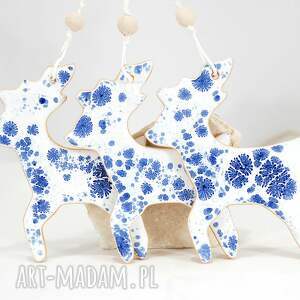 dekoracje świąteczne ceramiczny renifer - dekoracja choinkowa, białe ozdoby