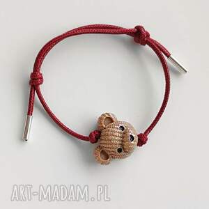 MIŚ bransoletka z zawieszką i srebrem 925 - handmade