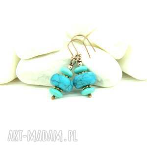 kolczyki z howlitem i turkusem, biżuteria artystyczna niej